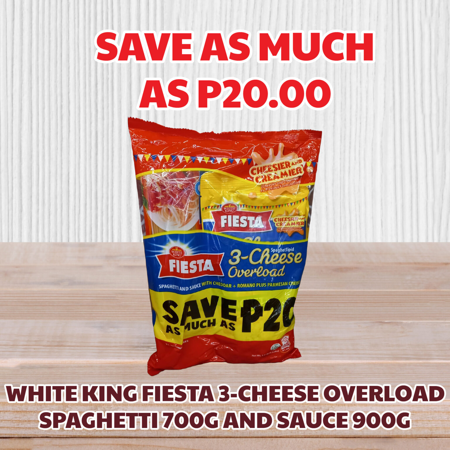 White King Fiesta 3-Cheese Overload Spaghetti 700g and Sauce 900g Save ...